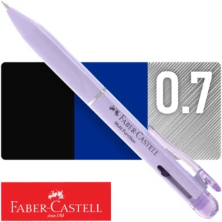 Portaminas de 0.7 mm + Bolígrafo Azul y Negro, Faber-Castell Poly Multifunción, 3 en 1, Cuerpo Lila