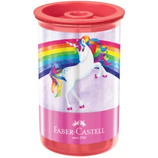 Tajador de 1 Orificio, con Depósito, Faber-Castell Unicornio, Rojo
