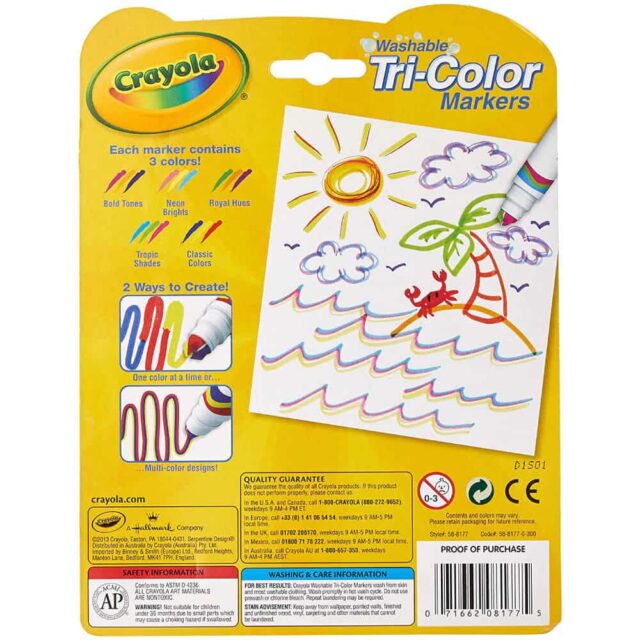 Crayola Lavable Crayons, Multicolore, 261 x 711 x 1153 cm - Version Crayola Lavable Crayons, Multicolore, 261 x 711 x 1153 cm - Version