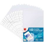 Paquete de 100 Fundas Plásticas Protectoras Transparentes 0.03 mm - 11 Orificios - Tamaño Oficio