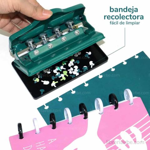 Perforadora Metalica de 4 Orificios para Sistema de Discos Encuadernacion Inteligente Bandeja Librería IRBE Cochabamba Bolivia