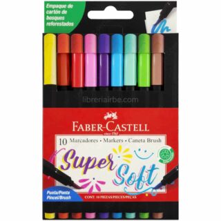 Set de 10 Marcadores Punta Pincel Faber-Castell SuperSoft