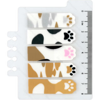 Set de 100 Banderitas Adhesivas de Plástico Semitransparente - Patitas de Gatitos con Manchas
