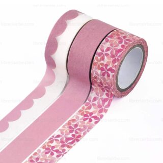 Set de 3 Rollos de Cinta Adhesiva Decorativa Washi Tape IBI CRAFT Fantasy Pink Vista