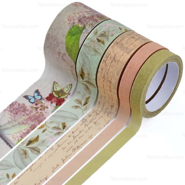 Set de 5 Rollos de Cinta Adhesiva Decorativa Washi Tape IBI CRAFT - Edicion Limitada - Mariposas Cnt