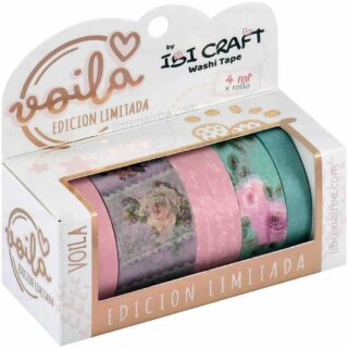 Set de 5 Rollos de Cinta Adhesiva Decorativa Washi Tape IBI CRAFT - Edicion Limitada - Rosas