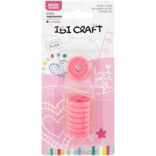 Set de 8 Anillos - Discos de 24 mm para Cuaderno Inteligente IBI CRAFT - Corazón - Rosa