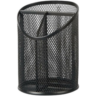 Portalápices - Organizador de 3 Compartimientos de Malla de Metal para Escritorio - Oficina – Negro