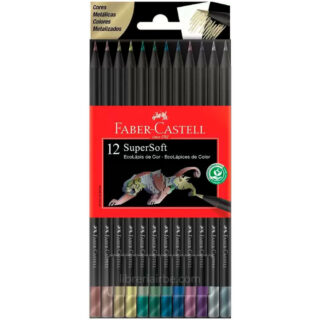 Set 12 EcoLápices de Colores Faber-Castell SuperSoft - Colores Metalizados