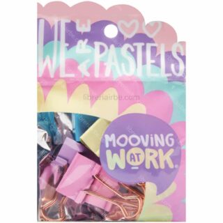 Broches Sujetapapeles, Binder Clips, Mooving at Work We Are Pastels, Set de 6 Piezas, 25 mm