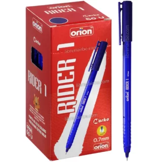 Bolígrafo Punta Fina de 0.7 mm, Orion Rider 1, Caja de 50 Piezas, Azul