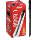 Bolígrafo Punta Fina de 0.7 mm, Orion Rider 1, Caja de 50 Piezas, Negro
