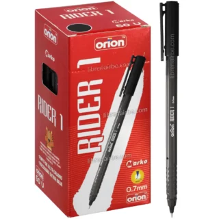 Bolígrafo Punta Fina de 0.7 mm, Orion Rider 1, Caja de 50 Piezas, Negro
