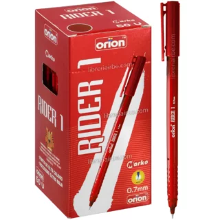 Bolígrafo Punta Fina de 0.7 mm, Orion Rider 1, Caja de 50 Piezas, Rojo
