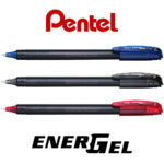 Bolígrafos, Micropuntas de Tinta Gel Líquida, Punta Fina de 0.5 mm, Pentel EnerGel BLN415, Set de 3 Colores (Azul, Negro y Rojo)