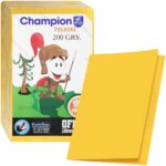 Folderes de Cartulina de Color, de 200 g-m², Champion, Tamaño Oficio, Paquete de 100 - Amarillo