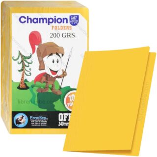 Folderes de Cartulina de Color, de 200 g-m², Champion, Tamaño Oficio, Paquete de 100 - Amarillo