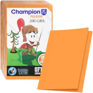 Folderes de Cartulina de Color, de 200 g-m², Champion, Tamaño Oficio, Paquete de 100 - Naranja