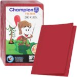 Folderes de Cartulina de Color, de 200 g-m², Champion, Tamaño Oficio, Paquete de 100 Piezas - Rojo