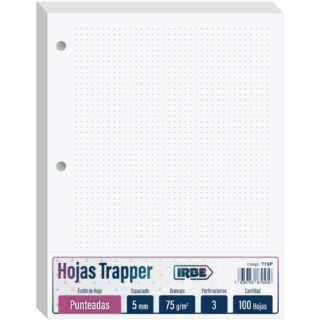 Hojas Trapper IRBE, Tamaño Carta, Paquete de 100, con 3 Perforaciones, 75 g-m², Punteadas