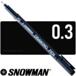 Tiralíneas, Estilógrafo de Dibujo SNOWMAN Drawing Pen, Color Negro - 0.3