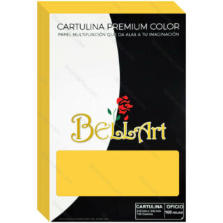 Cartulinas de Color, Tamaño Oficio, 150 g-m², Bellart, Paquete de 100 Hojas - Amarillo