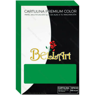 Cartulinas de Color, Tamaño Oficio, 150 g-m², Bellart, Paquete de 100 Hojas - Verde
