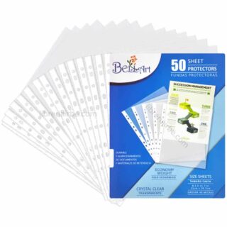 Fundas Plásticas Protectoras Transparentes, 40 micras, 11 Orificios, Paquete de 50, Tamaño Carta