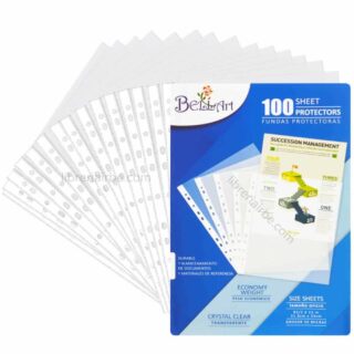 Fundas Plásticas Protectoras Transparentes, 50 micras, 11 Orificios, Paquete de 100, Tamaño Oficio
