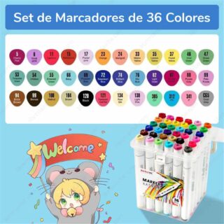 Marcadores a Base de Alcohol ZUIXUA Marker Doble Punta Fina y Biselada 36 Lista Librería IRBE Cochabamba Bolivia