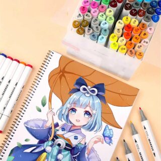 Marcadores a Base de Alcohol ZUIXUA Marker Doble Punta Fina y Biselada Ejemplo Librería IRBE Cochabamba Bolivia