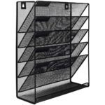 Organizador de Archivos, de Pared, con 5 Niveles, de Malla de Metal, Colgante, para Escritorio, Oficina, TALBOT - Negro