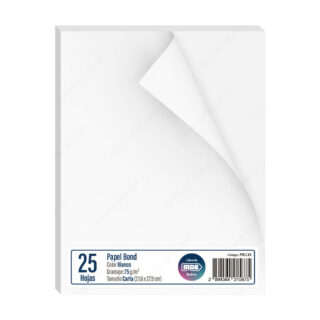 Papel Bond, Tamaño Carta, 75 g-m², Paquete de 25 Hojas, Blanco