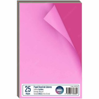 Papel Bond de Colores, Tamaño Oficio, 75 g-m², Paquete de 25 Hojas