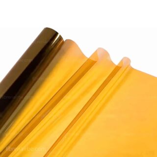 Papel Celofán Transparente Colores, Pliego 70 x 110 cm, para Envolver Regalos, Manualidades Amarillo