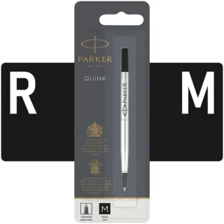 Repuesto de Tinta para Bolígrafos Rollerball, PARKER QUINK, Punta Media (M), Negro