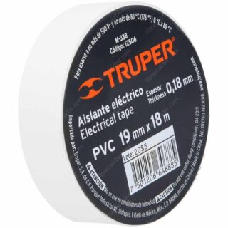 Cinta Aislante, Blanca, TRUPER, Rollo de 18 m x 19 mm Empaque