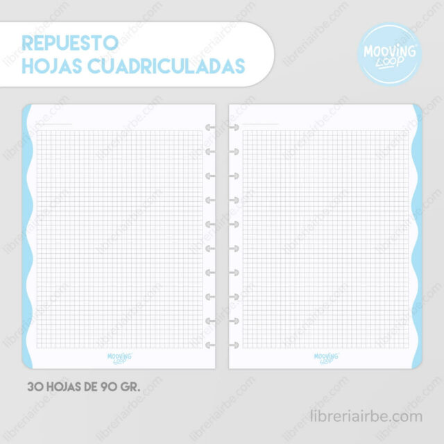 Repuesto para Cuaderno Inteligente Carta Mooving Loop con 30 Hojas de 90 g m² Cuadriculadas Vis Librería IRBE Cochabamba Bolivia