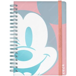 Agenda Especial Mooving 2024, Tamaño 14 x 20 cm, Dos Días por Página, Disney - Mickey Mouse Nuevo