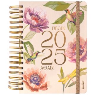 Agenda Especial Mooving 2025, Anillada Tamaño 16 x 22 cm, Día por Página – Floral