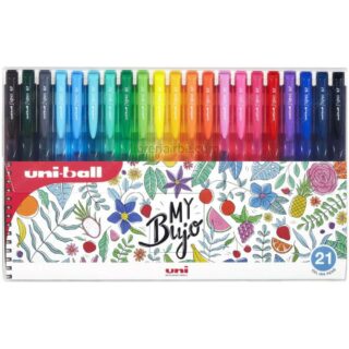 Bolígrafos, Micropuntas de Tinta Gel, Retráctiles, Punta Media de 0.7 mm, uni-ball Signo RT1 - My Bujo, Estuche de 21 Colores