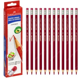 EcoLápices Rojos Chequeo, Hexagonales, con Goma, Faber-Castell, Caja de 12 Piezas