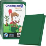 Fólderes de Cartulina de Color, 200 g/m², Champion, Tamaño Oficio, Paquete de 100 Piezas, Verde Bandera
