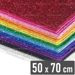 Goma Eva con Brillo, Escarchada, con Glitter, de Colores, Pliegos de 50 x 70 cm