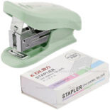 Set de Mini Engrapadora + Caja de 400 Grapas 24/6 - Colores Pastel - Verde Pastel