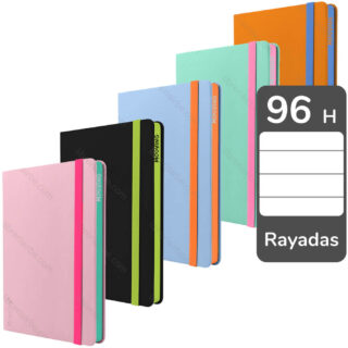 Cuaderno, Libreta, Tamaño A5, Empastado, Tapa Dura, Mooving Notes, con 96 Hojas (80 Rayadas) de 90 g/m²