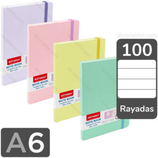 Cuaderno, Libreta, Tamaño A6, Empastado, Tapa Dura, Motarro, con 100 Hojas Rayadas de 80 g-m²