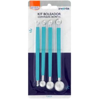 Herramientas Boleadoras Doble Punta de Metal para Repujado, Grabado en Relieve, Puntillismo, Modelado de Arcilla, Polimérica y Cerámica, BRW invente, Set de 4 Piezas