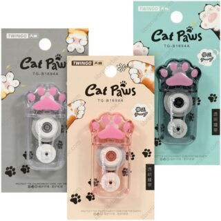 Mini Corrector en Cinta, con Forma de Patitas de Gatitos, de 5 mm x 6 m, TWINGO - Transparentes
