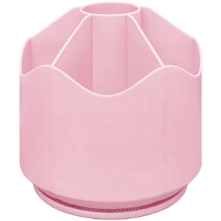 Organizador de Escritorio, Portalápices Giratorio, Circular, de Plástico, con 6 Compartimientos - Rosa